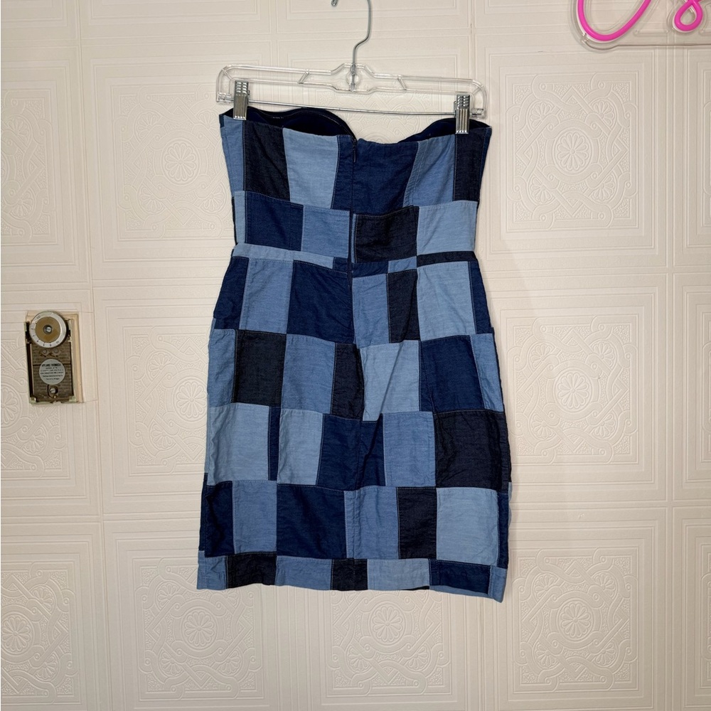 Amanda Uprichard Patchwork Strapless Denim Dress Small - Picture 11 of 11